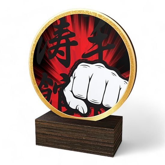Holt Colour Martial Arts Fist Real Wood Trophy