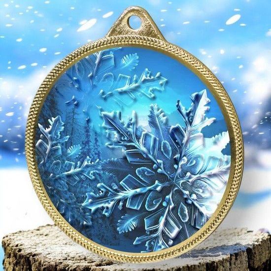 Snowflake Texture Print Full Colour 55mm Medal