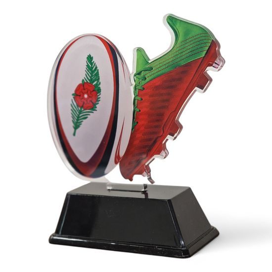 Edison Rugby Ball & Boot Custom Logo Trophy