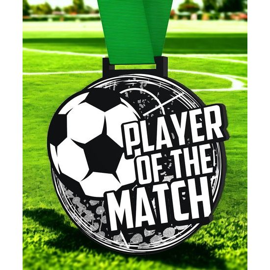 Giant Player of the Match Black Acrylic Football Medal