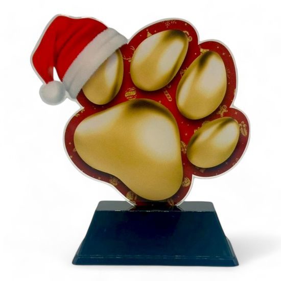 Festive Christmas Red Dog Paw Trophy
