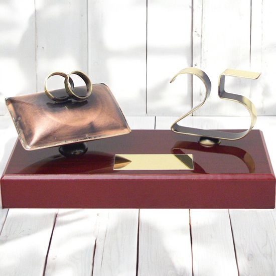 Aragon 25th Wedding Anniversary Handmade Metal Trophy