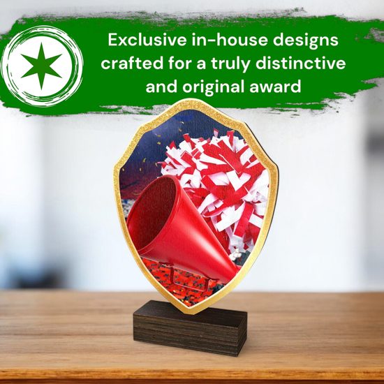 Arden Cheerleading Real Wood Shield Trophy