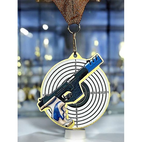 Aurum Pistol Shooting Stainless Steel Medal