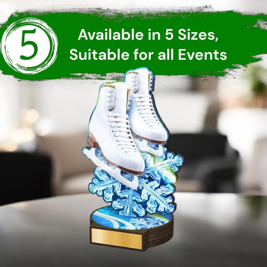Grove Ice Skating White Boot Real Wood Trophy