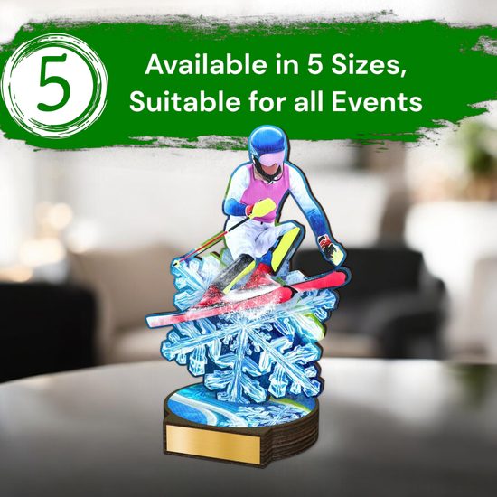 Grove Womens Downhill Skiing Real Wood Trophy