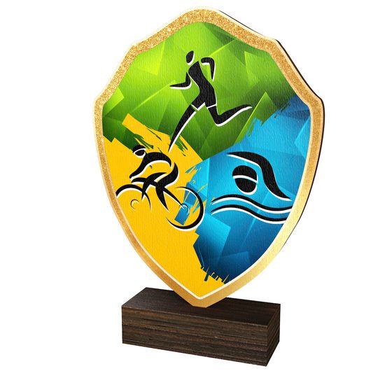 Arden Triathlon Real Wood Shield Trophy