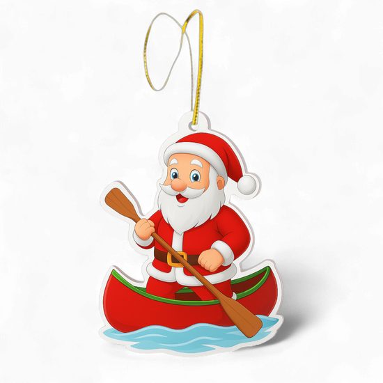 Jolly Santa Canoeing Christmas Bauble