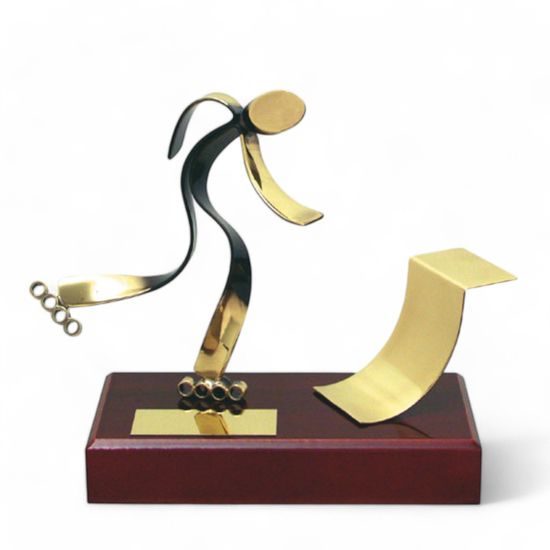 Barcelona Rollerskater Handmade Metal Trophy