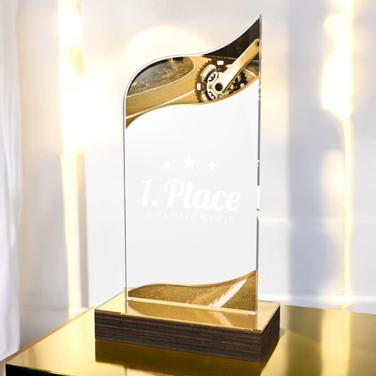 United Cycling Acrylic Wood Fusion Trophy