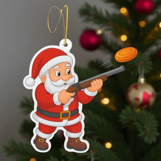 Jolly Santa Clay Pigeon Shooting Christmas Bauble