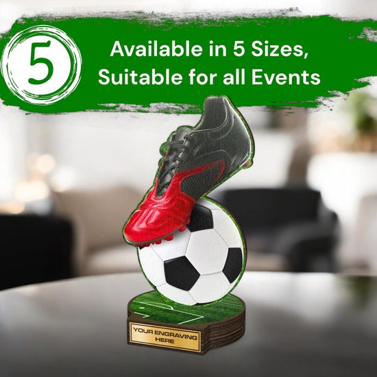 Grove Football Red Boot Real Wood Trophy