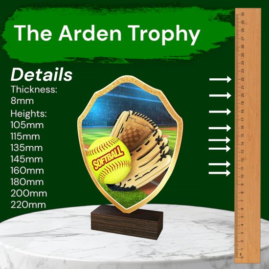 Arden Softball Real Wood Shield Trophy