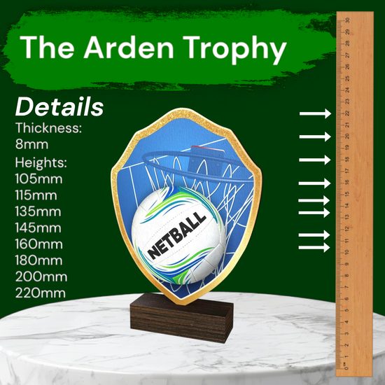 Arden Netball Real Wood Shield Trophy
