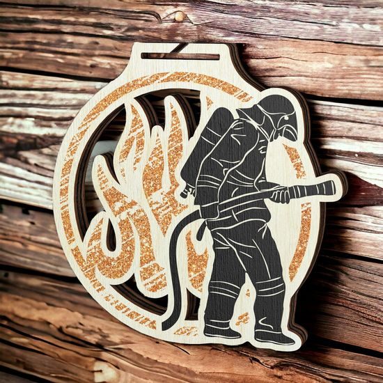 Acacia Firefighters Bronze Eco Friendly Wooden Medal