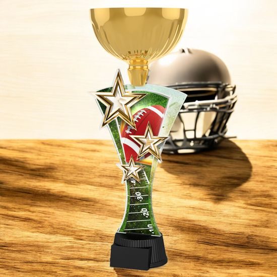 Triple Star Amercian Football Gold Trophy Cup