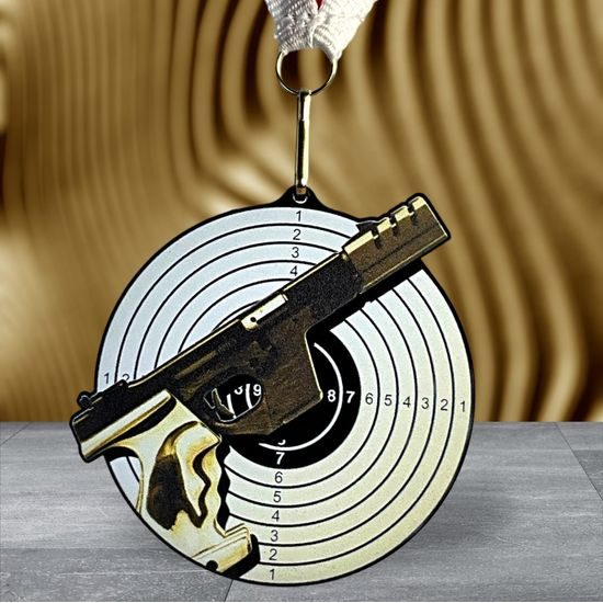Rincon Classic Pistol Shooting Black Acrylic Medal