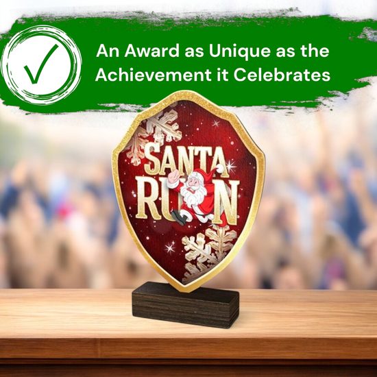 Arden Dasher Santa Run Real Wood Shield Trophy