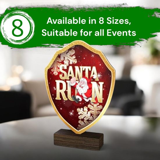 Arden Dasher Santa Run Real Wood Shield Trophy