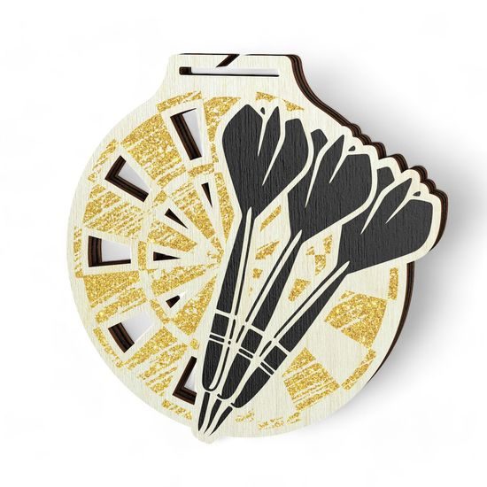 Acacia Darts Gold Eco Friendly Wooden Medal