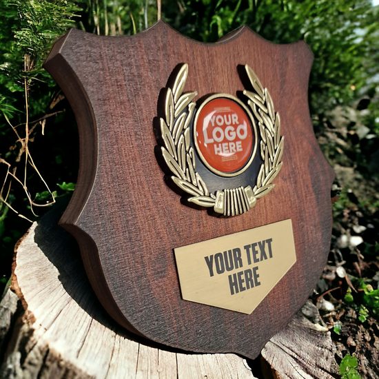 Heraldic Mahogany Birchwood Logo Insert Shield