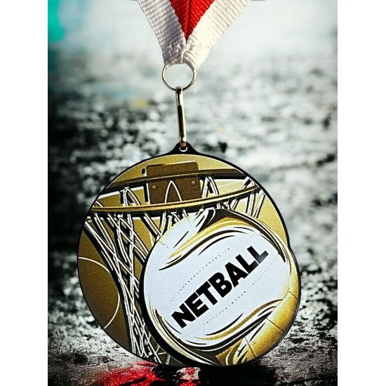 Rincon Classic Netball Black Acrylic Medal