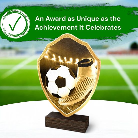 Arden Classic Football Boot Real Wood Shield Trophy