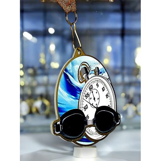 Aurum Swimming Stainless Steel Medal