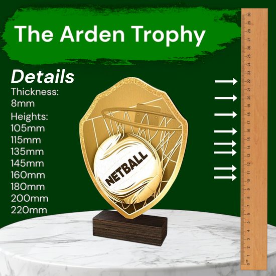 Arden Classic Netball Real Wood Shield Trophy