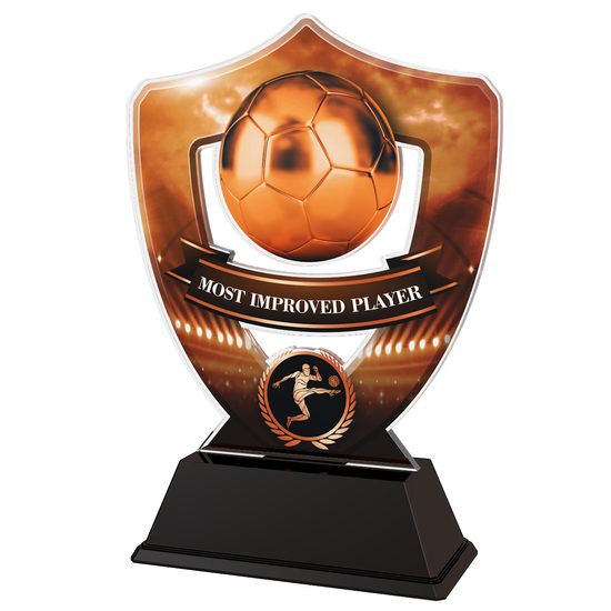 Bronze Most Improved Player Football Shield Trophy