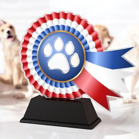Marley Paw Print Red/White/Blue Rosette Award