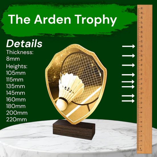 Arden Classic Badminton Real Wood Shield Trophy