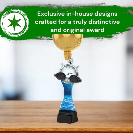 Vancouver Swimming Goggles and Stopwatch Gold Cup Trophy