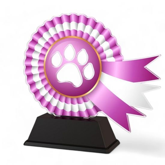 Marley Paw Print Pink Rosette Award