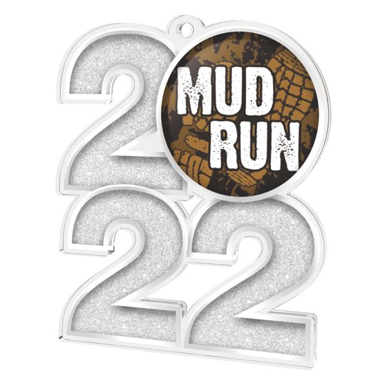 Mud Run 2022 Silver Acrylic Medal