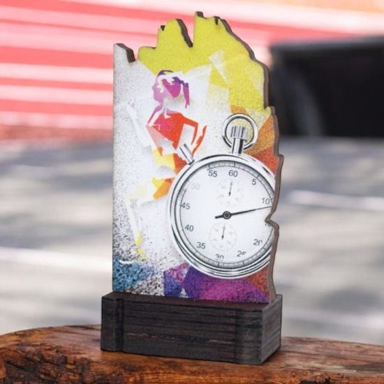 Shard Female Running Eco Friendly Wooden Trophy