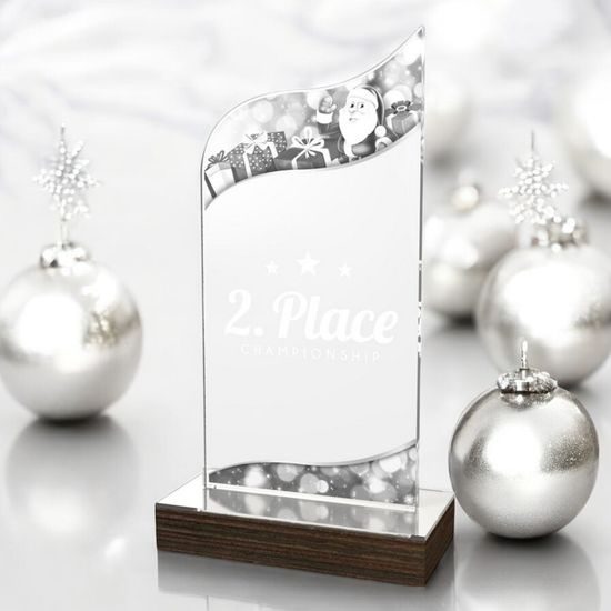 United Acrylic Wood Silver Santa Run Award
