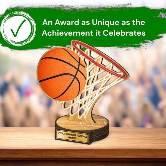 Grove Basketball Real Wood Trophy