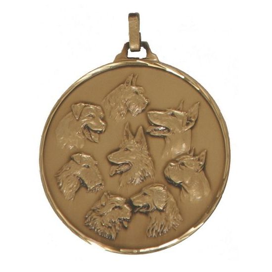 Diamond Edged Multi Dog Head Bronze Medal