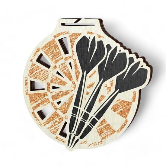 Acacia Darts Bronze Eco Friendly Wooden Medal