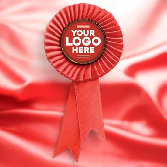 Mini Red Satin Feel Logo Rosette