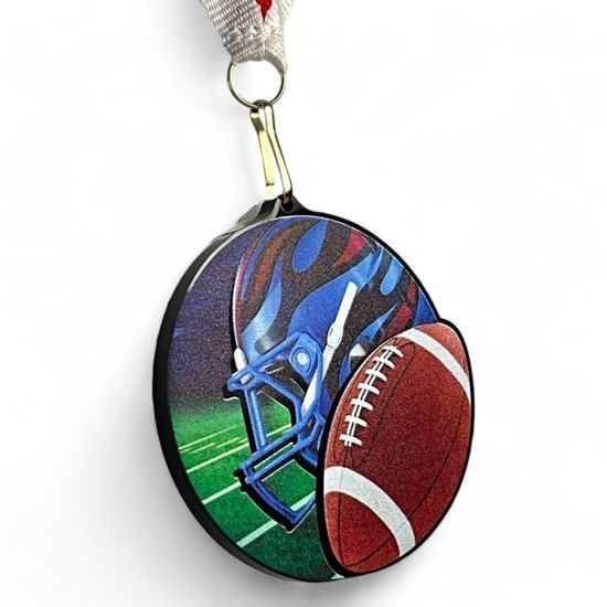 Rincon Colour American Football Black Acrylic Medal