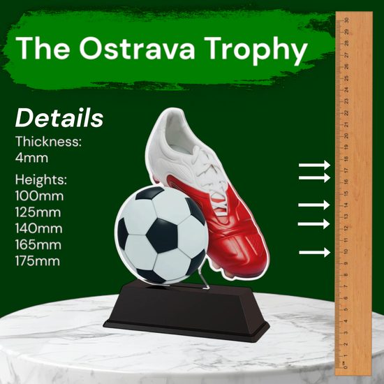 Ostrava Red Football Ball & Boot Trophy