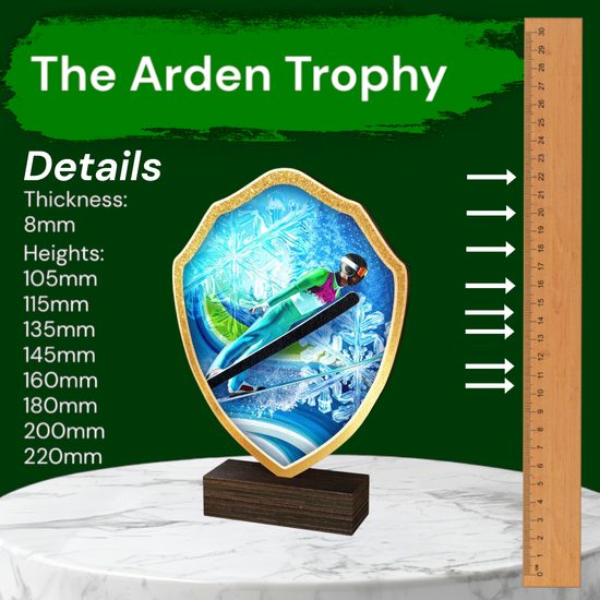 Arden Ski Jumping Real Wood Shield Trophy