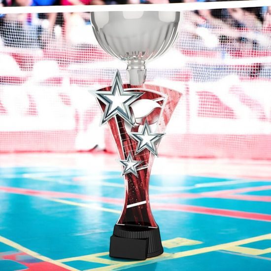 Triple Star Volleyball Silver Trophy Cup