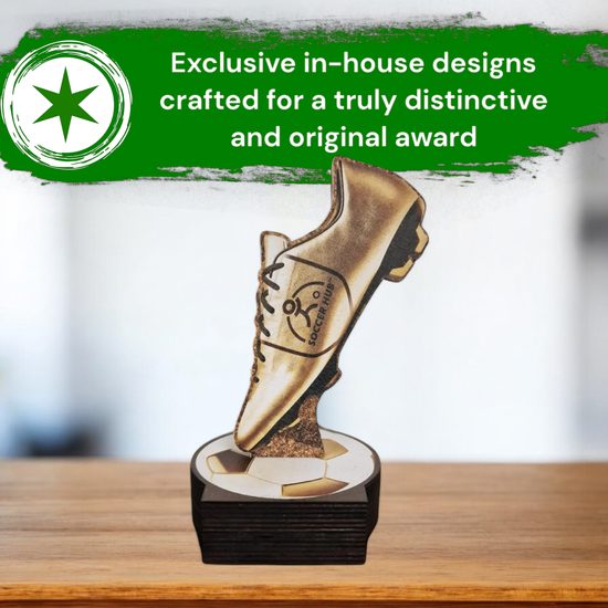 Grove Club Logo Custom Golden Boot Real Wood Award
