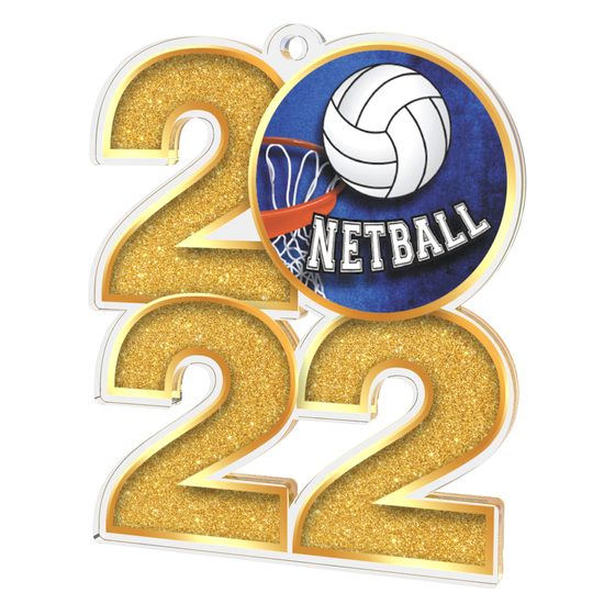 Netball 2022 Gold Acrylic Medal