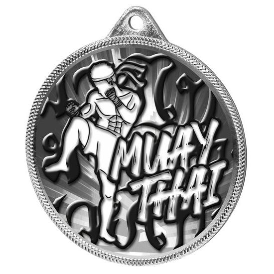 Muay Thai Classic Texture 3D Print Silver Medal