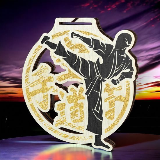 Acacia Martial Arts Gold Eco Friendly Wooden Medal