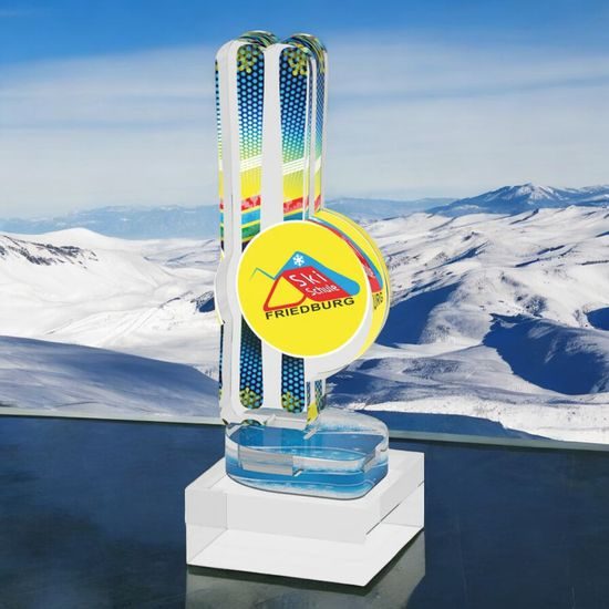 Cerro Custom Logo Acrylic & Glass Skiing Trophy